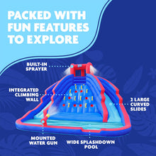 Load image into Gallery viewer, Inflatable Water Park with Climbing Wall and Dual Slides