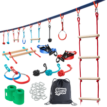 Load image into Gallery viewer, Mega Slack Line Hanging Obstacle Course with Walking Slackline