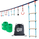 Mega Slack Line Hanging Obstacle Course with Cargo Climbing Net
