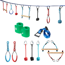 Load image into Gallery viewer, Mega Slack Line Hanging Obstacle Course with Climbing Ladder