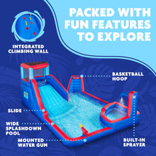 Load image into Gallery viewer, Four Corner Inflatable Water Slide Park - with Wide Slide &amp; Deep Splash Pool
