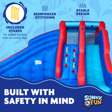 Load image into Gallery viewer, Double Dip Inflatable Water Slide Park - with 2 Slides and Splash Pool
