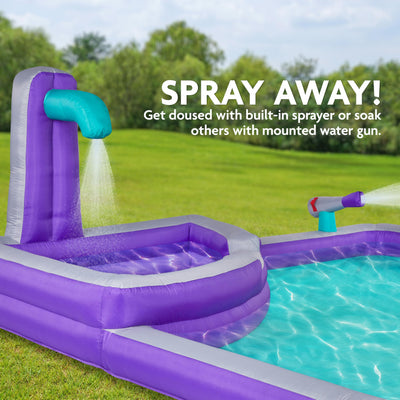 Four Corner Inflatable Water Slide Park - with Wide Slide & Deep Splash Pool