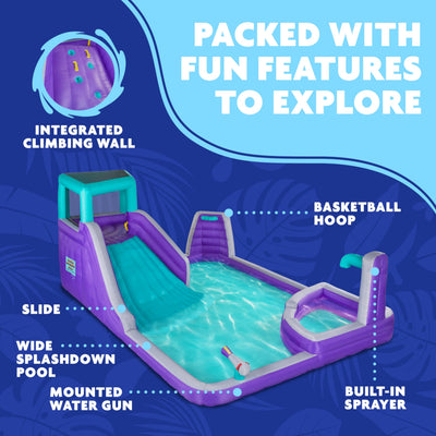 Four Corner Inflatable Water Slide Park - with Wide Slide & Deep Splash Pool