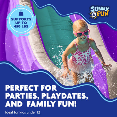 Four Corner Inflatable Water Slide Park - with Wide Slide & Deep Splash Pool