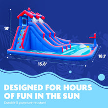 Load image into Gallery viewer, Inflatable Water Park with Large Water Slides and Basketball Hoop
