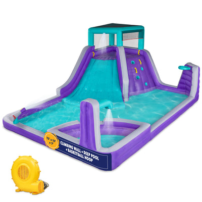 Four Corner Inflatable Water Slide Park - with Wide Slide & Deep Splash Pool
