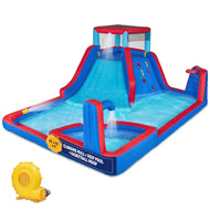 Four Corner Inflatable Water Slide Park - with Wide Slide & Deep Splash Pool