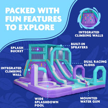 Load image into Gallery viewer, Mega Climb N’ Go Inflatable Water Slide Park - with 2 Slides and Deep Splash Pool
