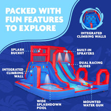 Load image into Gallery viewer, Mega Climb n’ Go Water Park in Blue and Red
