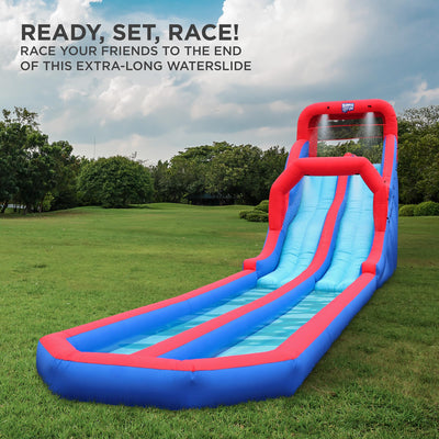 Inflatable Water Slide with Climbing Wall and Dual Slides