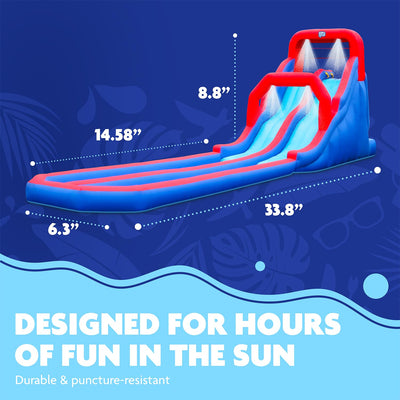 Inflatable Water Slide with Climbing Wall and Dual Slides