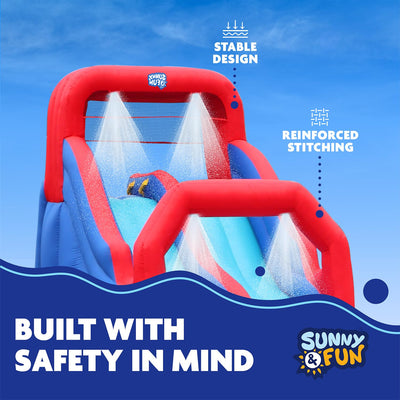 Inflatable Water Slide with Climbing Wall and Dual Slides