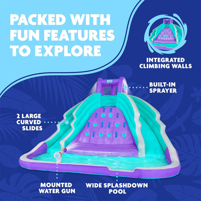 Inflatable Water Park with Climbing Wall and Dual Slides