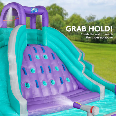 Inflatable Water Park with Climbing Wall and Dual Slides