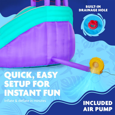Inflatable Water Park with Climbing Wall and Dual Slides