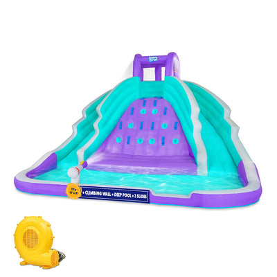 Inflatable Water Park with Climbing Wall and Dual Slides