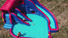 Load and play video in Gallery viewer, Deluxe Adventure Inflatable Water Slide Park - with 2 Slides and Splash Pool

