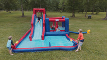 Load and play video in Gallery viewer, 2-in-1 Bounce &amp; Blast Inflatable Water Slide Park - with Slide &amp; Bounce House
