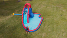 Load and play video in Gallery viewer, Deluxe Inflatable Water Slide Park - with Splash Pool and Tunnel

