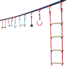 Load image into Gallery viewer, Mega Slack Line Hanging Obstacle Course with Walking Slackline
