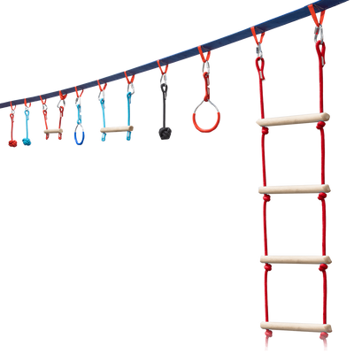 Mega Slack Line Hanging Obstacle Course with Walking Slackline