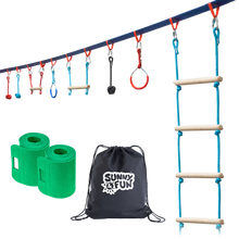 Load image into Gallery viewer, Mega Slack Line Hanging Obstacle Course with Cargo Climbing Net
