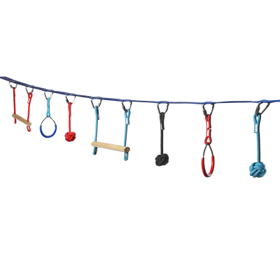 Mega Slack Line Hanging Obstacle Course with Climbing Ladder