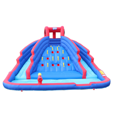 Inflatable Water Park with Climbing Wall and Dual Slides