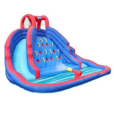 Inflatable Water Park with Climbing Wall and Dual Slides