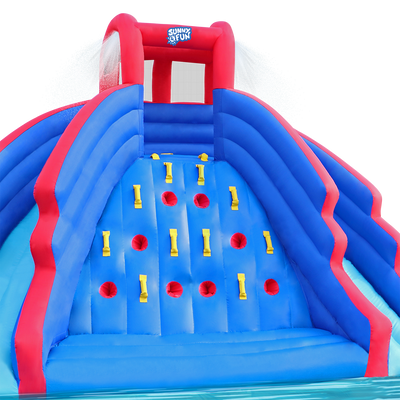 Inflatable Water Park with Climbing Wall and Dual Slides