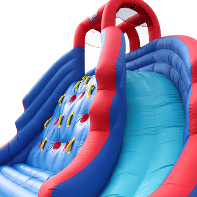 Inflatable Water Park with Climbing Wall and Dual Slides