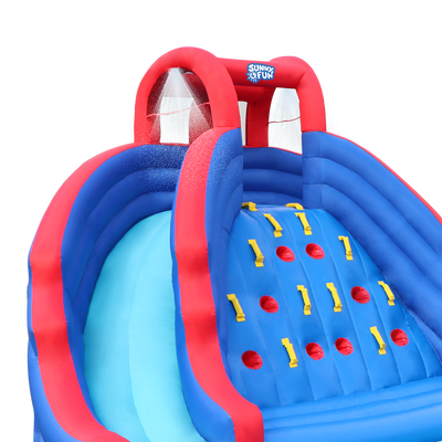 Inflatable Water Park with Climbing Wall and Dual Slides