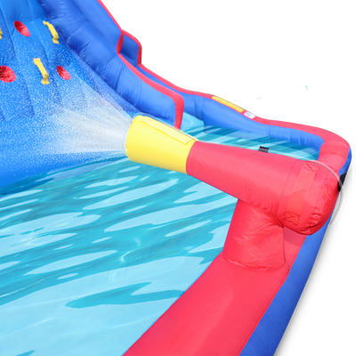 Inflatable Water Park with Climbing Wall and Dual Slides
