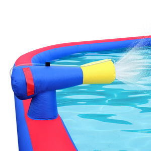Inflatable Water Park with Large Water Slides and Basketball Hoop
