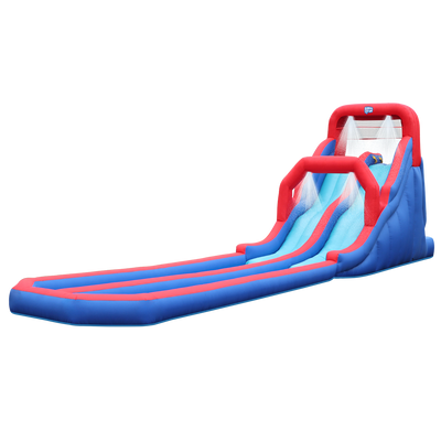 Inflatable Water Slide with Climbing Wall and Dual Slides