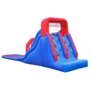 Inflatable Water Slide with Climbing Wall and Dual Slides