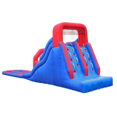 Inflatable Water Slide with Climbing Wall and Dual Slides