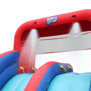 Inflatable Water Slide with Climbing Wall and Dual Slides