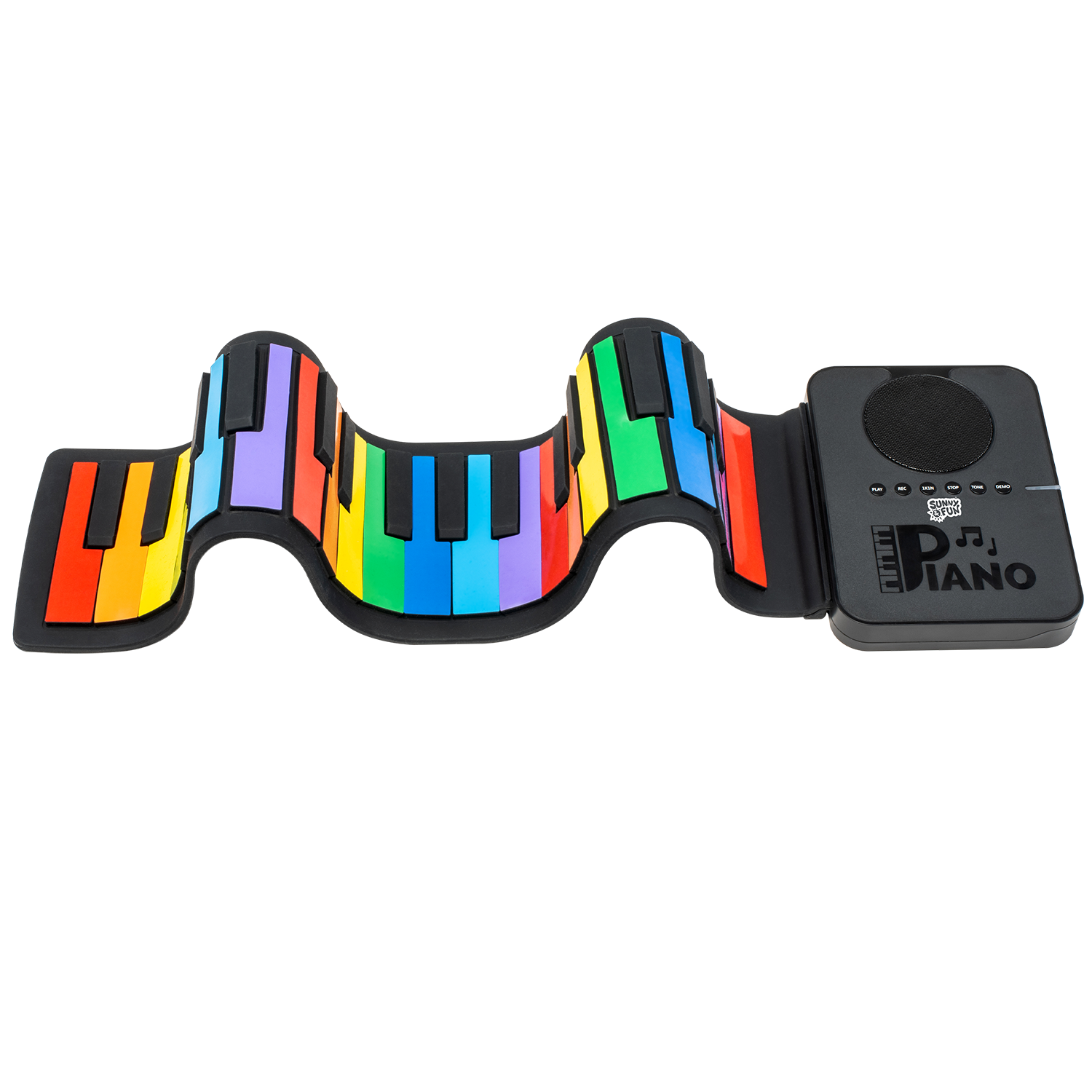 Buckle-Down Vegan Leather Bifold Wallet – Piano Keys Rainbow Design, 5 Card Slots, ID Window, 4x3.5 Inches